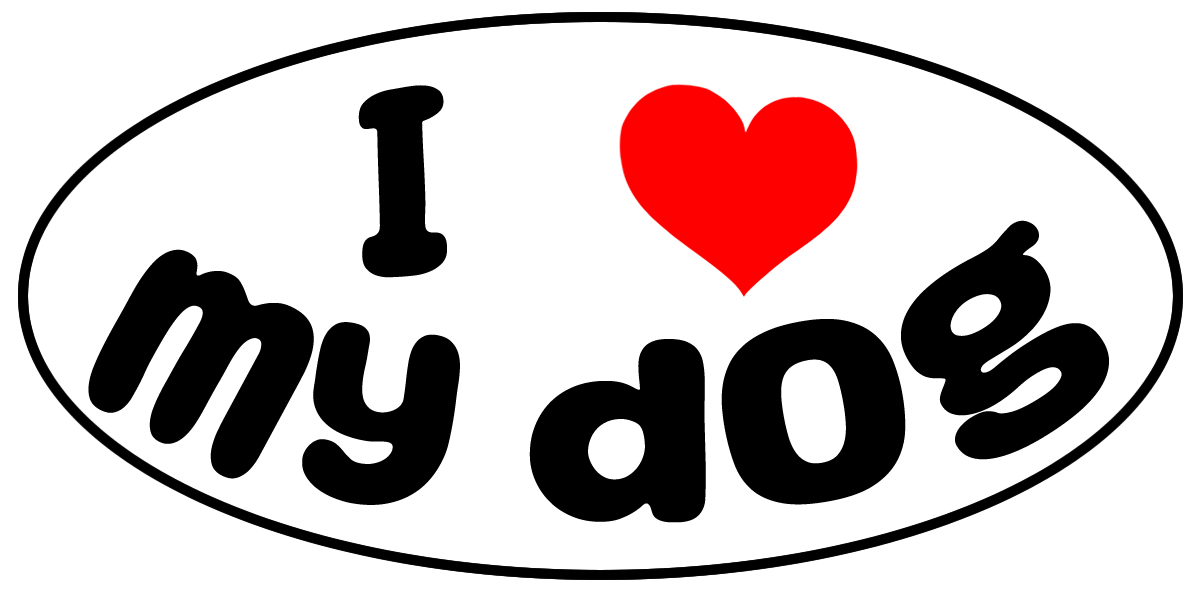 I Love My Dog Oval Vinyl Bumper Sticker, Window Cling or Bumper Sticker Magnet in UV Laminate Coating