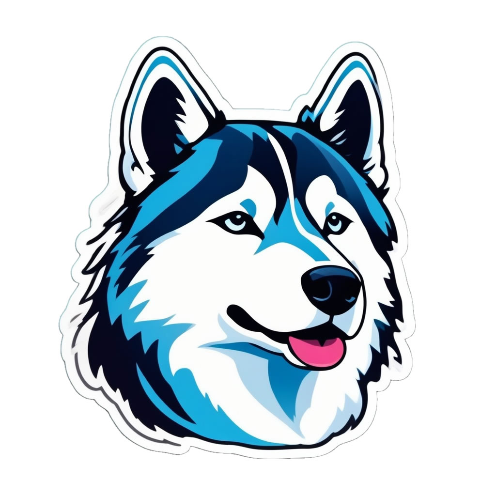 Husky Dog Vinyl Bumper Sticker  Window Cling or Bumper Sticker Magnet in UV Laminate Coating