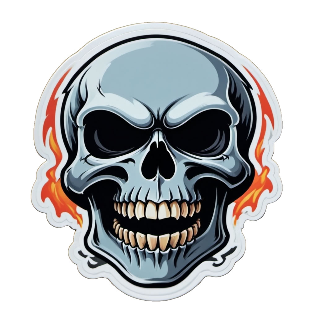 Skull Vinyl Bumper Sticker  Window Cling or Bumper Sticker Magnet in UV Laminate Coating