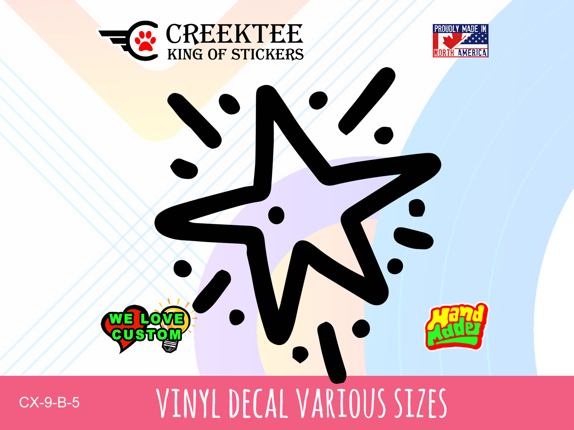 Star Vinyl Decal In Various Colors  Chrome Colors and Various Sizes